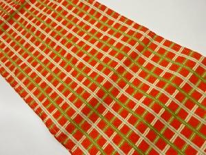 格子に丸文模様織出し名古屋帯